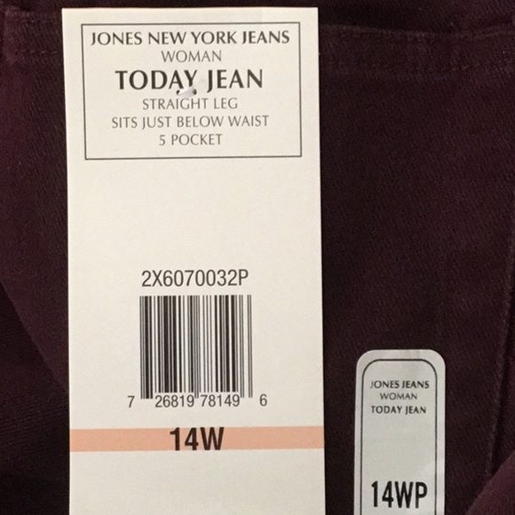 Jones NY 5 Pocket Stretch Cotton Pants, Straight Leg Mid-Rise Plus Size Petite - Picture 4 of 7